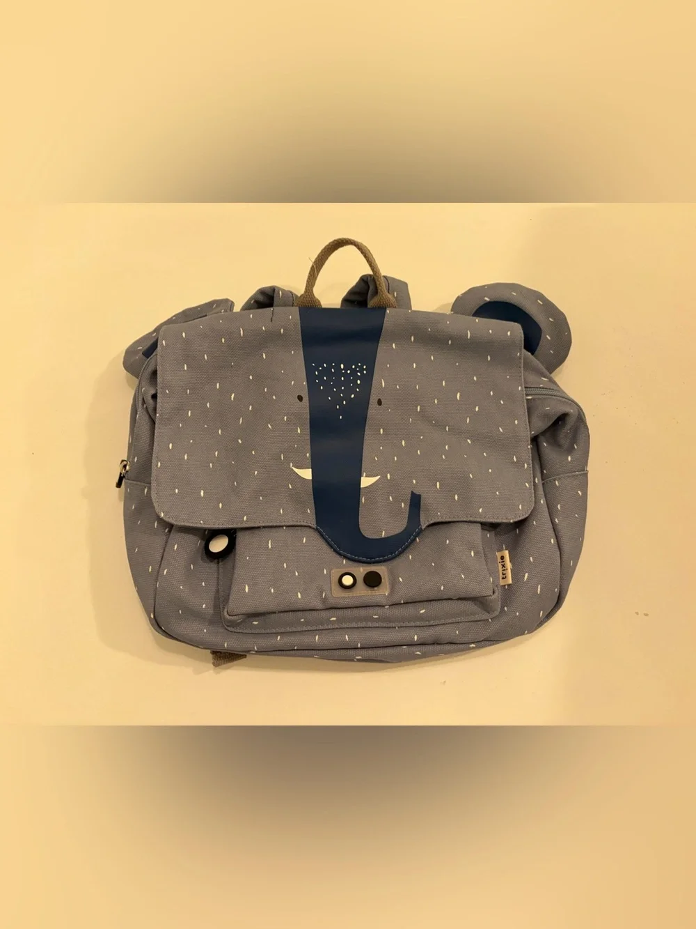 Gray Blue Elephant Kids Satchel Backpack